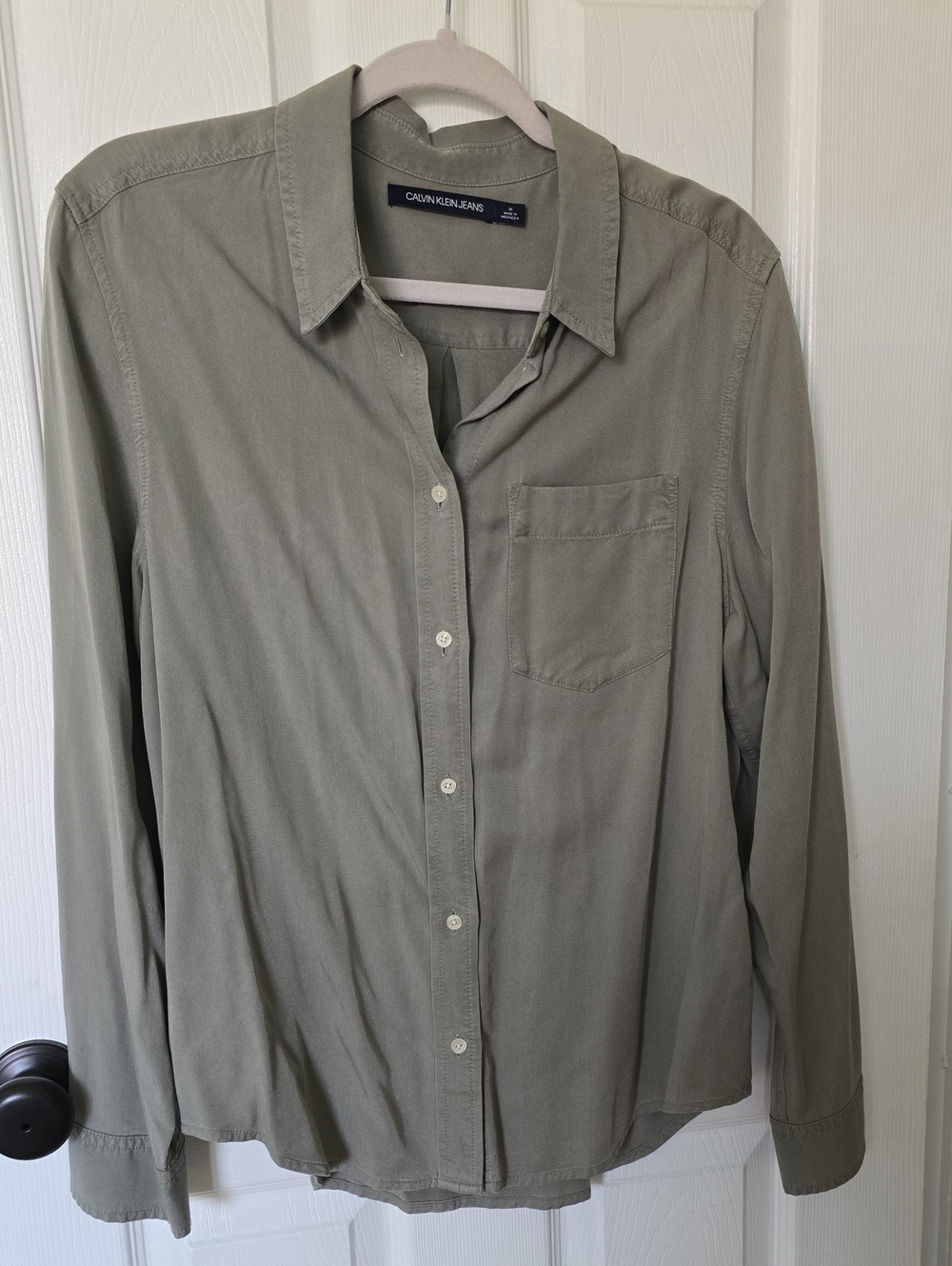 Calvin Klein Jeans Lightweight Olive-Tone Button Shirt